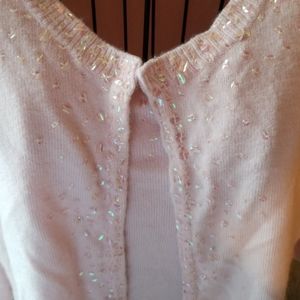 Lovely faux Pink Twin set with sequined details
